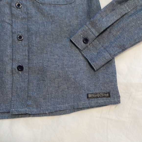 Hudson Navy Chambray Button Down with Gray Cotton lining and sleeve Holders 4T - Picture 5 of 10